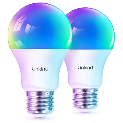 Linkind Matter Smart Light Bulb,1600LM 100W Smart Bulbs Work with Alexa/Apple Home/Google Home/SmartThings, RGBTW LED Color Changing Bulbs Music Sync, 2.4GHz Wi-Fi Light Bulbs LED 11W, A21 E26, 2Pack
