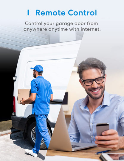 meross Smart Garage Door Opener Remote, Compatible with Apple HomeKit, Siri, CarPlay, Alexa, Google, SmartThings, and Android, Universal WiFi Garage Door Controller, App + Voice Control, No Hub Needed