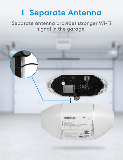 meross Smart Garage Door Opener Remote, Compatible with Apple HomeKit, Siri, CarPlay, Alexa, Google, SmartThings, and Android, Universal WiFi Garage Door Controller, App + Voice Control, No Hub Needed