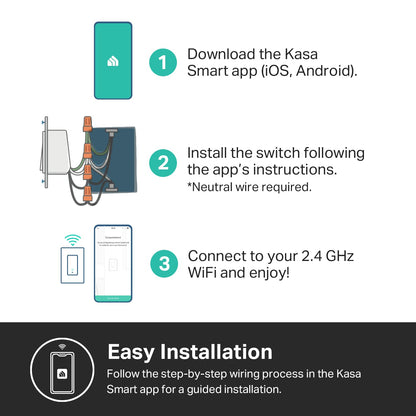 Kasa Smart Kasa Apple HomeKit Smart Light Switch KS200P3, Single Pole, Neutral Wire Required, 2.4GHz Wi-Fi Light Switch Works with Siri, Alexa & Google Home,UL Certified, No Hub Required,White, 3-Pack