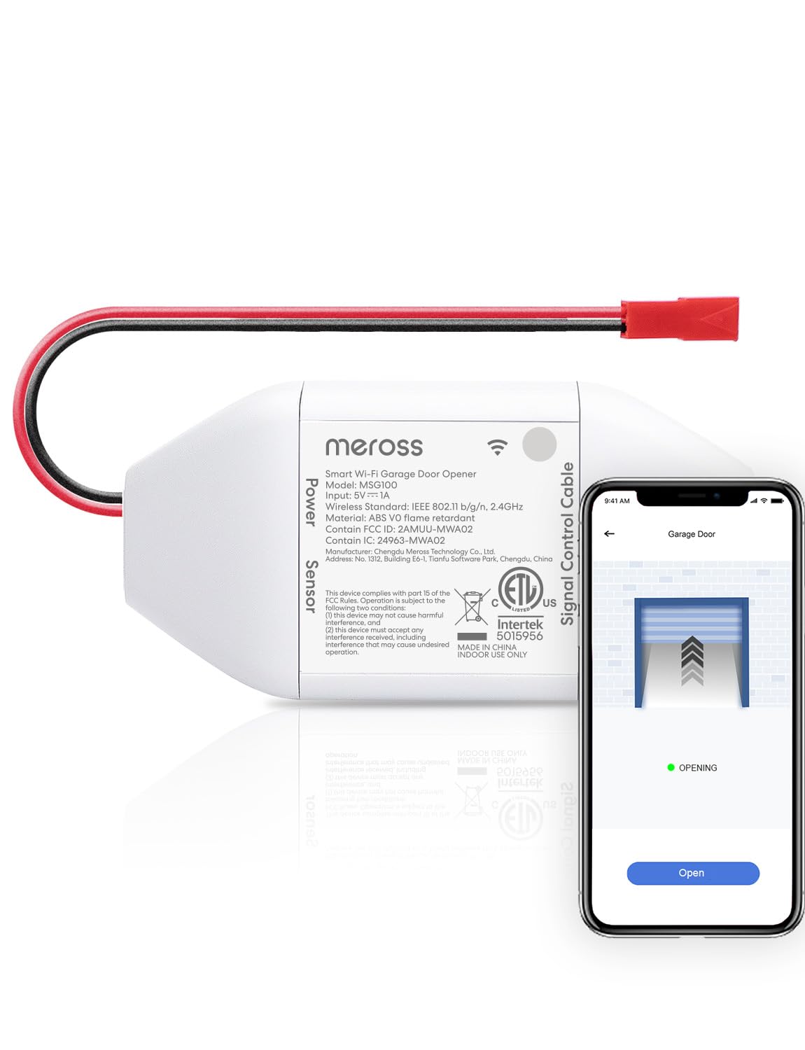 meross Smart Garage Door Opener Remote, Compatible with Apple HomeKit, Siri, CarPlay, Alexa, Google, SmartThings, and Android, Universal WiFi Garage Door Controller, App + Voice Control, No Hub Needed