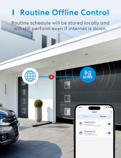 meross Smart Garage Door Opener Remote, Compatible with Apple HomeKit, Siri, CarPlay, Alexa, Google, SmartThings, and Android, Universal WiFi Garage Door Controller, App + Voice Control, No Hub Needed