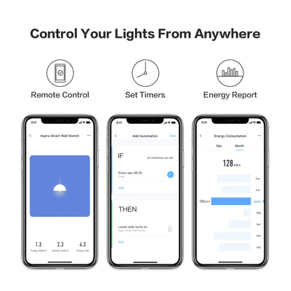 Aqara Smart Light Switch (No Neutral, Single Rocker), Requires AQARA HUB, Zigbee Light Switch, Remote Control and Smart Home Automation, Compatible with HomeKit, Google, Works with Alexa, SmartThings