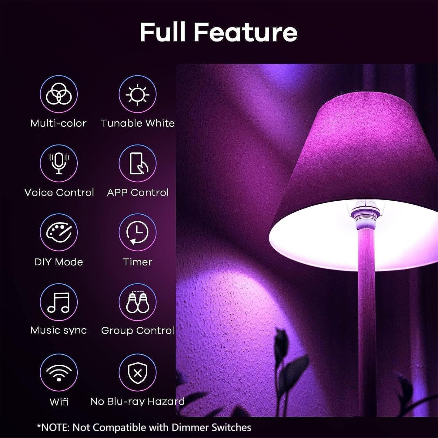 Linkind Matter Smart Light Bulb,1600LM 100W Smart Bulbs Work with Alexa/Apple Home/Google Home/SmartThings, RGBTW LED Color Changing Bulbs Music Sync, 2.4GHz Wi-Fi Light Bulbs LED 11W, A21 E26, 2Pack