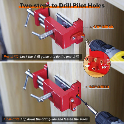 Cabinet Clamps, Cabinet Installation Cabinetry Clamps Face Frame Clamps Tools with Two Side Screws and Alignment Plate, 2 Pack, Up to 440 lbs Load Capacity, Red