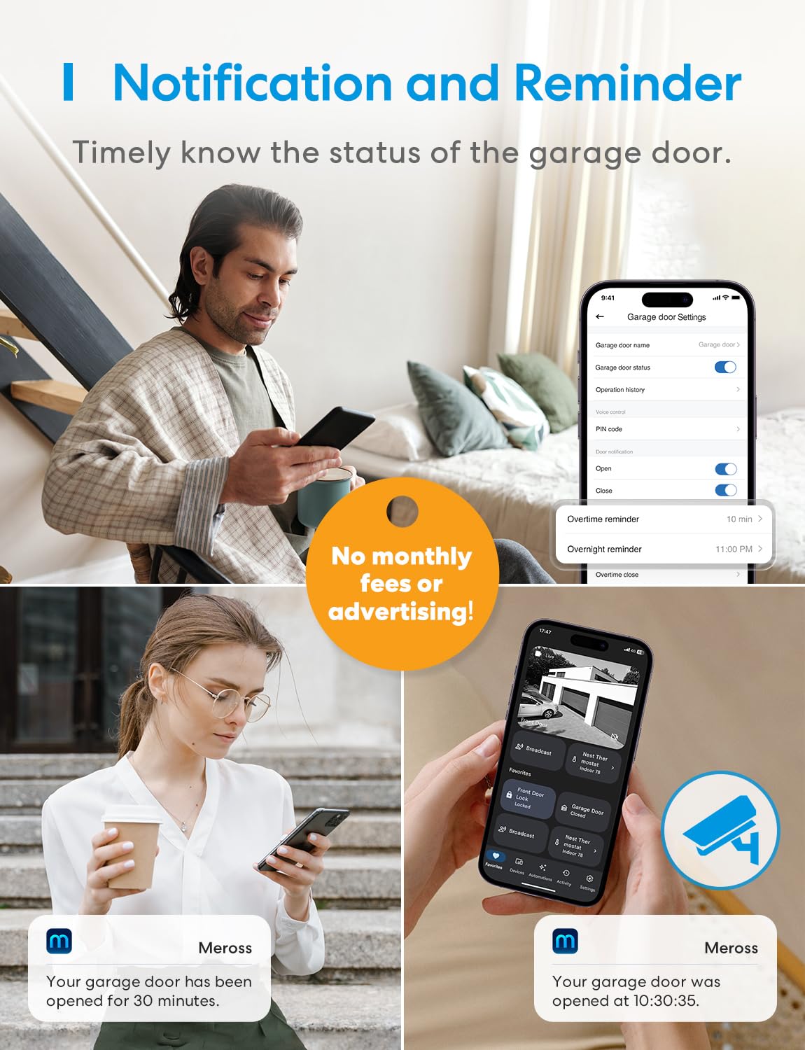 meross Smart Garage Door Opener Remote, Compatible with Apple HomeKit, Siri, CarPlay, Alexa, Google, SmartThings, and Android, Universal WiFi Garage Door Controller, App + Voice Control, No Hub Needed