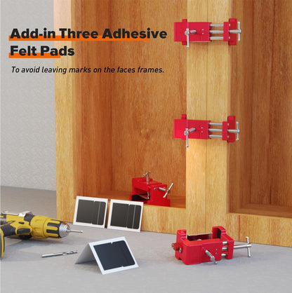 Cabinet Clamps, Cabinet Installation Cabinetry Clamps Face Frame Clamps Tools with Two Side Screws and Alignment Plate, 2 Pack, Up to 440 lbs Load Capacity, Red