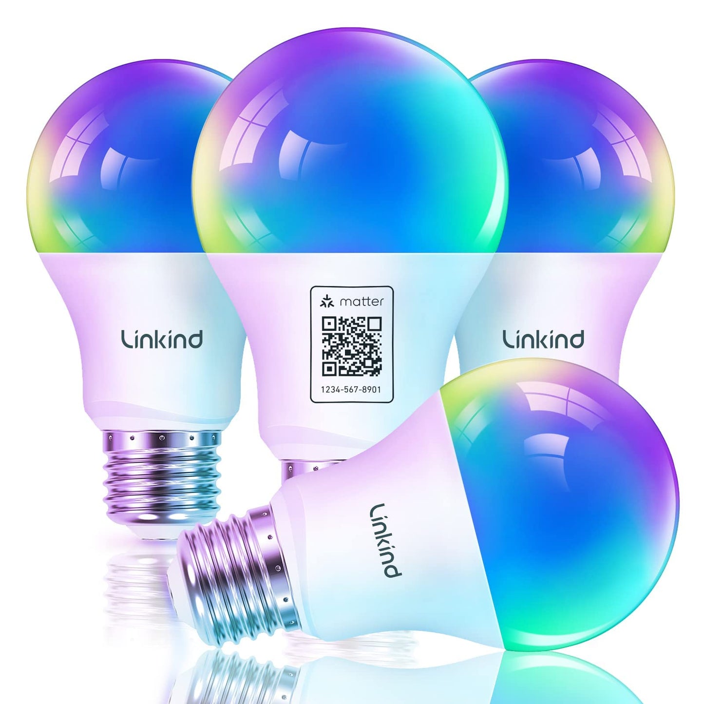 Linkind Matter Smart Light Bulb,1600LM 100W Smart Bulbs Work with Alexa/Apple Home/Google Home/SmartThings, RGBTW LED Color Changing Bulbs Music Sync, 2.4GHz Wi-Fi Light Bulbs LED 11W, A21 E26, 2Pack