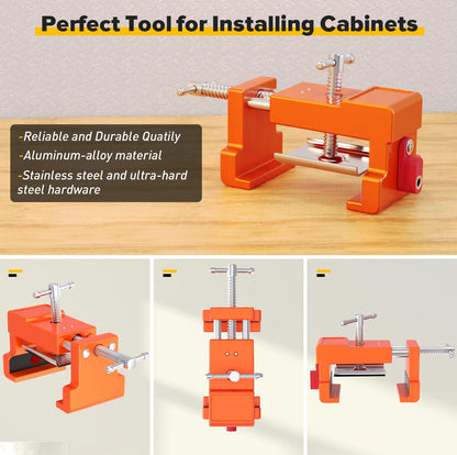 Cabinet Clamps, Cabinet Installation Cabinetry Clamps Face Frame Clamps Tools with Two Side Screws and Alignment Plate, 2 Pack, Up to 440 lbs Load Capacity, Red