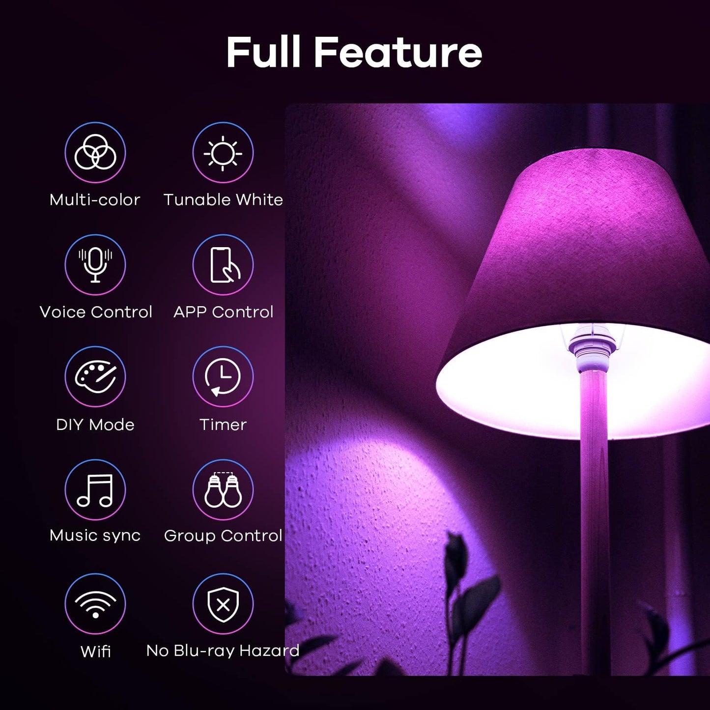 Linkind Matter Smart Light Bulb,1600LM 100W Smart Bulbs Work with Alexa/Apple Home/Google Home/SmartThings, RGBTW LED Color Changing Bulbs Music Sync, 2.4GHz Wi-Fi Light Bulbs LED 11W, A21 E26, 2Pack