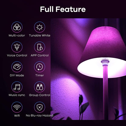 Linkind Matter Smart Light Bulb,1600LM 100W Smart Bulbs Work with Alexa/Apple Home/Google Home/SmartThings, RGBTW LED Color Changing Bulbs Music Sync, 2.4GHz Wi-Fi Light Bulbs LED 11W, A21 E26, 2Pack