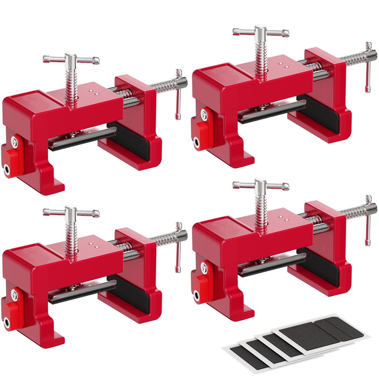 Cabinet Clamps, Cabinet Installation Cabinetry Clamps Face Frame Clamps Tools with Two Side Screws and Alignment Plate, 2 Pack, Up to 440 lbs Load Capacity, Red