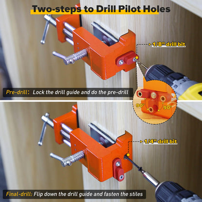 Cabinet Clamps, Cabinet Installation Cabinetry Clamps Face Frame Clamps Tools with Two Side Screws and Alignment Plate, 2 Pack, Up to 440 lbs Load Capacity, Red