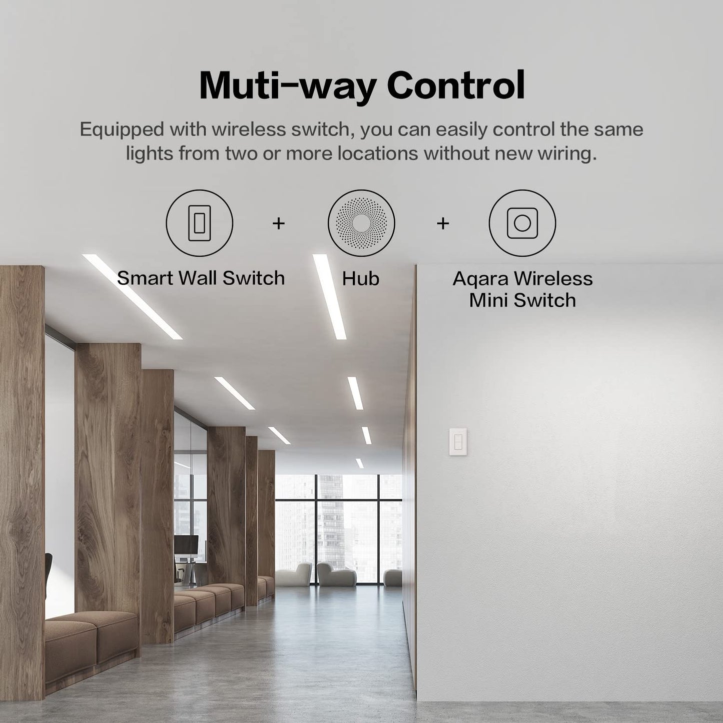 Aqara Smart Light Switch (No Neutral, Single Rocker), Requires AQARA HUB, Zigbee Light Switch, Remote Control and Smart Home Automation, Compatible with HomeKit, Google, Works with Alexa, SmartThings