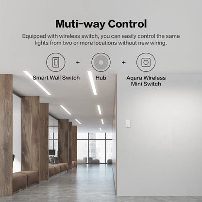 Aqara Smart Light Switch (No Neutral, Single Rocker), Requires AQARA HUB, Zigbee Light Switch, Remote Control and Smart Home Automation, Compatible with HomeKit, Google, Works with Alexa, SmartThings
