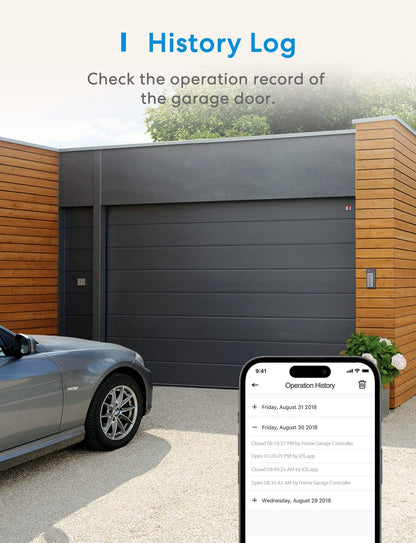 meross Smart Garage Door Opener Remote, Compatible with Apple HomeKit, Siri, CarPlay, Alexa, Google, SmartThings, and Android, Universal WiFi Garage Door Controller, App + Voice Control, No Hub Needed