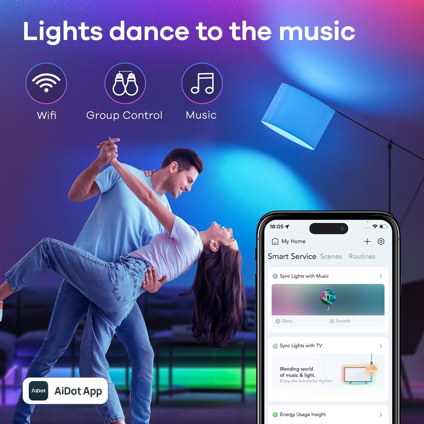 Linkind Matter Smart Light Bulb,1600LM 100W Smart Bulbs Work with Alexa/Apple Home/Google Home/SmartThings, RGBTW LED Color Changing Bulbs Music Sync, 2.4GHz Wi-Fi Light Bulbs LED 11W, A21 E26, 2Pack