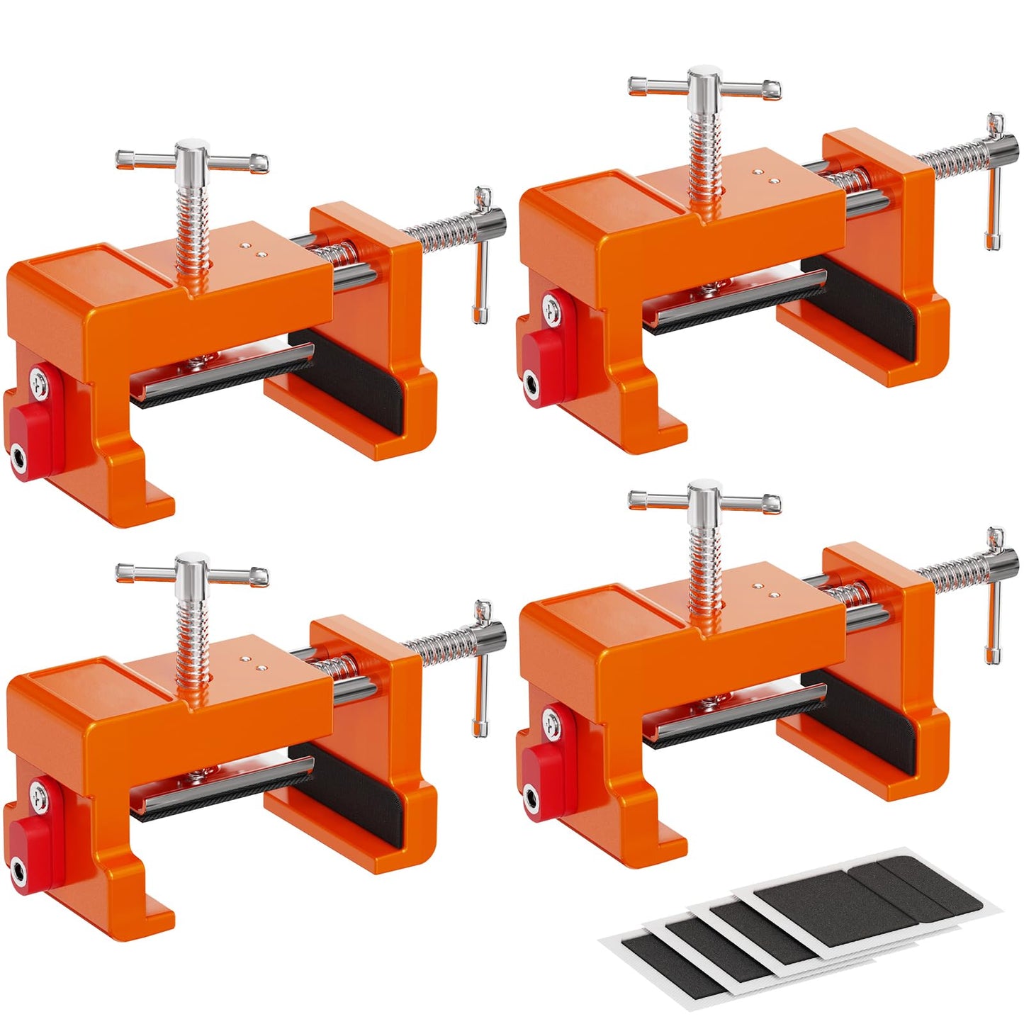 Cabinet Clamps, Cabinet Installation Cabinetry Clamps Face Frame Clamps Tools with Two Side Screws and Alignment Plate, 2 Pack, Up to 440 lbs Load Capacity, Red