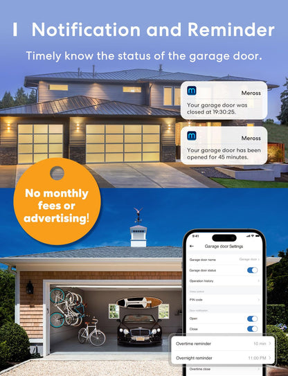 meross Smart Garage Door Opener Remote, Compatible with Apple HomeKit, Siri, CarPlay, Alexa, Google, SmartThings, and Android, Universal WiFi Garage Door Controller, App + Voice Control, No Hub Needed