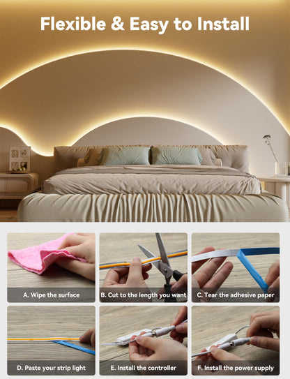 PAUTIX COB LED Strip Light 32.8ft,LED Lights UL-Listed Daylight White 6000K Strip Lights with RF Remote,Dimmable Super Bright 24V Cool White Natural White LED Tape Lights,Cabinet Office Lighting