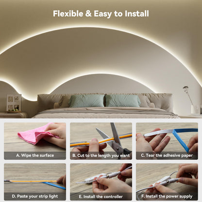 PAUTIX COB LED Strip Light 32.8ft,LED Lights UL-Listed Daylight White 6000K Strip Lights with RF Remote,Dimmable Super Bright 24V Cool White Natural White LED Tape Lights,Cabinet Office Lighting