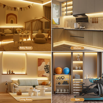 PAUTIX COB LED Strip Light 32.8ft,LED Lights UL-Listed Daylight White 6000K Strip Lights with RF Remote,Dimmable Super Bright 24V Cool White Natural White LED Tape Lights,Cabinet Office Lighting