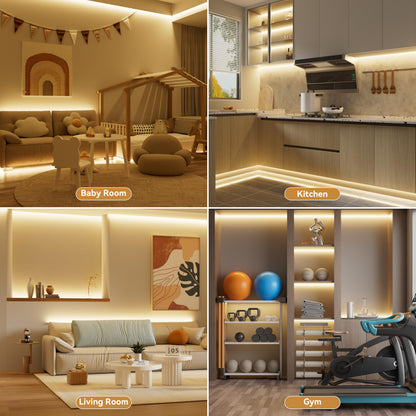 PAUTIX COB LED Strip Light 32.8ft,LED Lights UL-Listed Daylight White 6000K Strip Lights with RF Remote,Dimmable Super Bright 24V Cool White Natural White LED Tape Lights,Cabinet Office Lighting