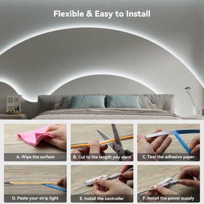 PAUTIX COB LED Strip Light 32.8ft,LED Lights UL-Listed Daylight White 6000K Strip Lights with RF Remote,Dimmable Super Bright 24V Cool White Natural White LED Tape Lights,Cabinet Office Lighting