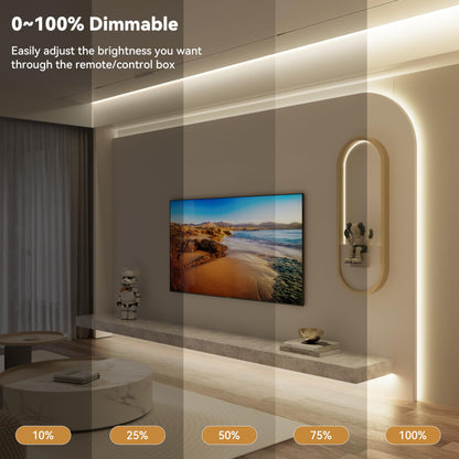 PAUTIX COB LED Strip Light 32.8ft,LED Lights UL-Listed Daylight White 6000K Strip Lights with RF Remote,Dimmable Super Bright 24V Cool White Natural White LED Tape Lights,Cabinet Office Lighting