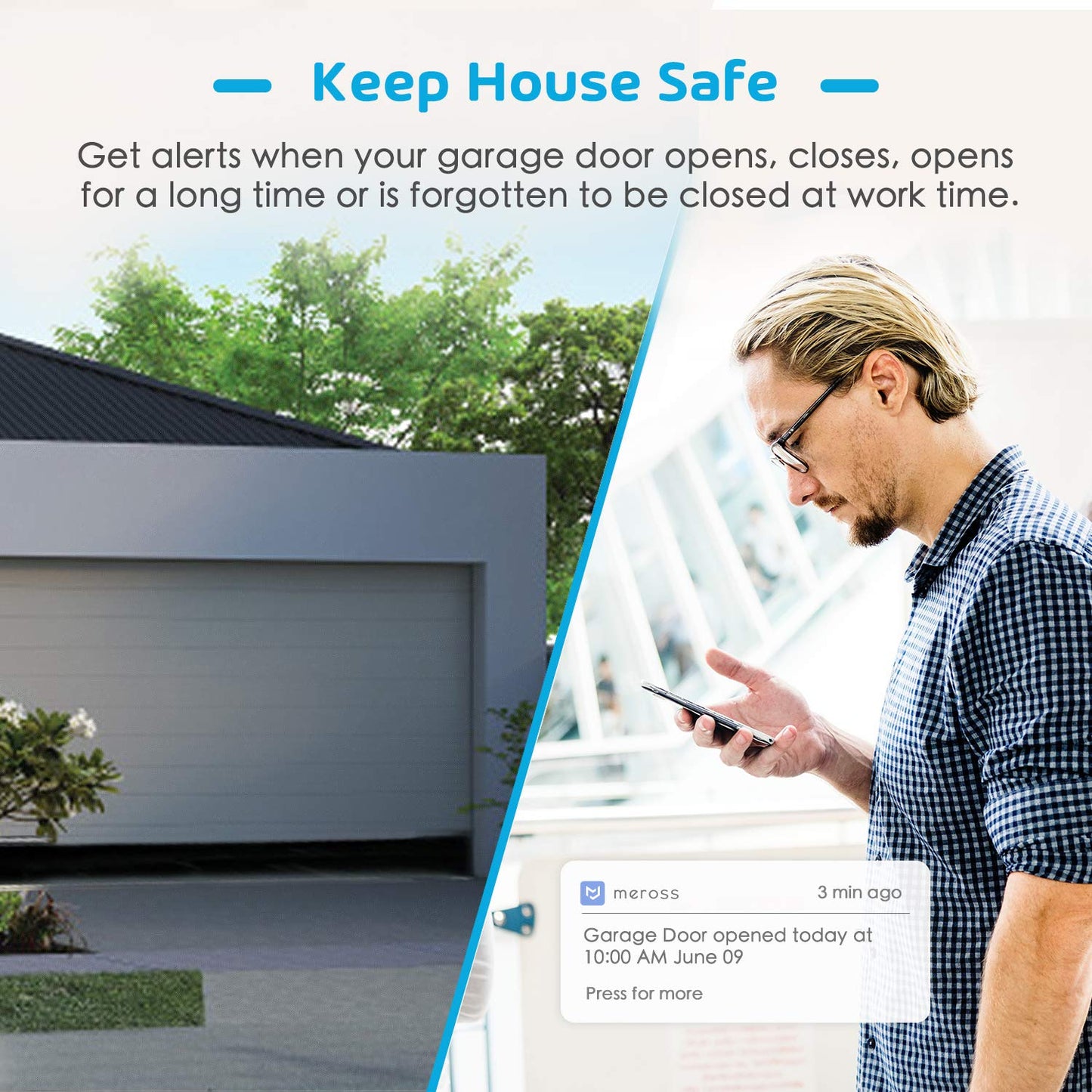 meross Smart Garage Door Opener Remote, Compatible with Apple HomeKit, Siri, CarPlay, Alexa, Google, SmartThings, and Android, Universal WiFi Garage Door Controller, App + Voice Control, No Hub Needed