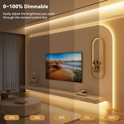 PAUTIX COB LED Strip Light 32.8ft,LED Lights UL-Listed Daylight White 6000K Strip Lights with RF Remote,Dimmable Super Bright 24V Cool White Natural White LED Tape Lights,Cabinet Office Lighting