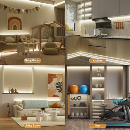 PAUTIX COB LED Strip Light 32.8ft,LED Lights UL-Listed Daylight White 6000K Strip Lights with RF Remote,Dimmable Super Bright 24V Cool White Natural White LED Tape Lights,Cabinet Office Lighting