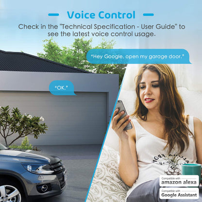 meross Smart Garage Door Opener Remote, Compatible with Apple HomeKit, Siri, CarPlay, Alexa, Google, SmartThings, and Android, Universal WiFi Garage Door Controller, App + Voice Control, No Hub Needed